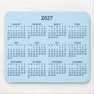 Tapis De Souris Calendrier 2027 Bleu Clair et Sombre