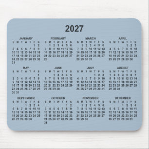 Tapis De Souris Calendrier 2027 Bleu Poussiéreux