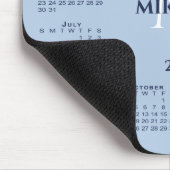 Tapis De Souris Calendrier 2027 Chic Monogramme Nom Bleu Clair (Coin)