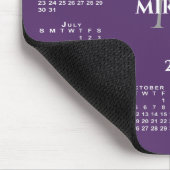 Tapis De Souris Calendrier 2027 Chic Monogramme Nom sur Violet (Coin)