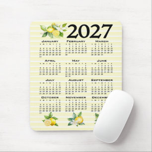 Tapis De Souris Calendrier 2027 de style italien Citrons Rayures J