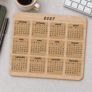 Tapis De Souris Calendrier 2027 de style minimaliste moderne en ve