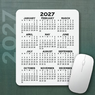 Tapis De Souris Calendrier 2027 - fond blanc - Vertical
