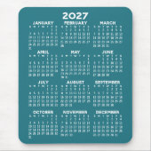 Tapis De Souris Calendrier 2027 - fond bleu - Vertical (Devant)