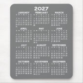 Tapis De Souris Calendrier 2027 - fond gris - Vertical (Devant)