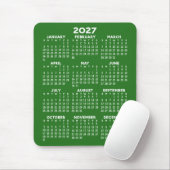 Tapis De Souris Calendrier 2027 - fond vert - Vertical (Avec souris)