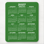 Tapis De Souris Calendrier 2027 - fond vert - Vertical (Devant)