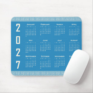 Tapis De Souris Calendrier 2027, Frette Grecque, Cosmic Latte sur 