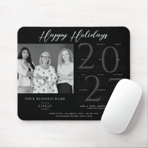 Tapis De Souris Calendrier 2027 Logo Photo Entreprise Fêtes Noir