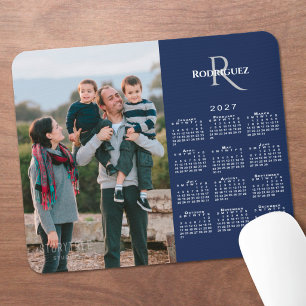 Tapis De Souris Calendrier 2027 Photo personnalisée Monogramme Nom