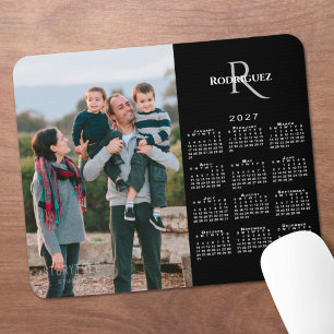 Tapis De Souris Calendrier 2027 Photo personnalisée Monogramme Nom
