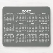 Tapis De Souris Calendrier 2027 - simple gris et blanc moderne (Devant)