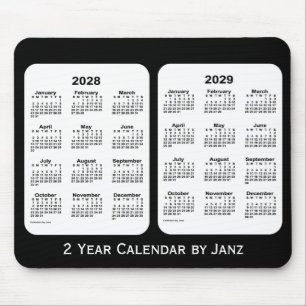 Tapis De Souris Calendrier 2028-2029 noir et blanc par Janz