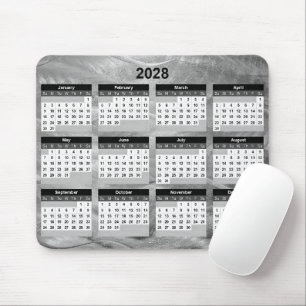 Tapis De Souris Calendrier 2028 Acier Brossé Abstrait Ondulé