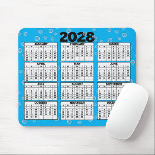Tapis De Souris Calendrier 2028 Bulles Sur Aqua