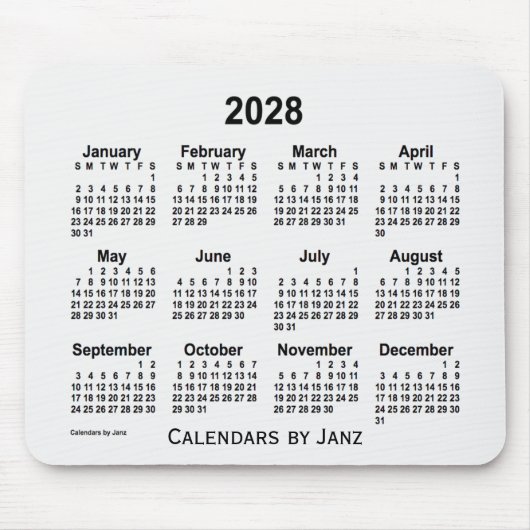 Tapis De Souris Calendrier 2028 de la fumée blanche par Janz Mouse (Devant)
