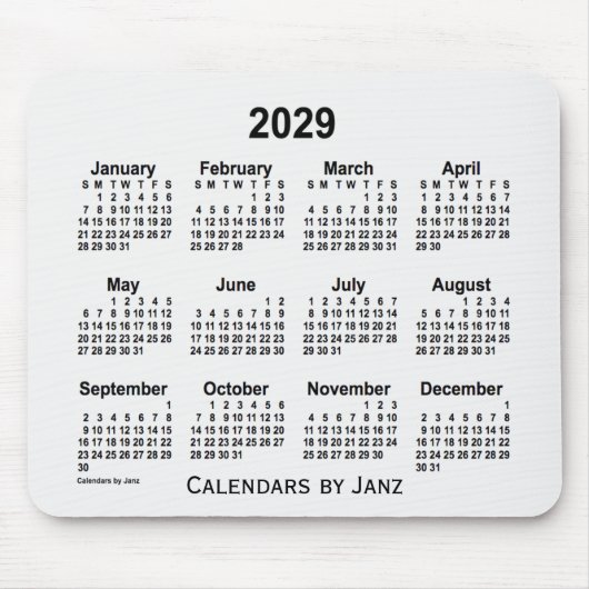 Tapis De Souris Calendrier 2029 de la fumée blanche par Janz Mouse (Devant)