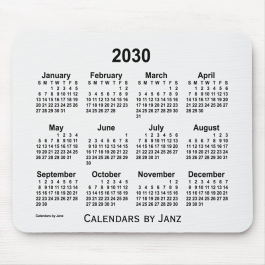 Tapis De Souris Calendrier 2030 de la fumée blanche par Janz Mouse (Devant)