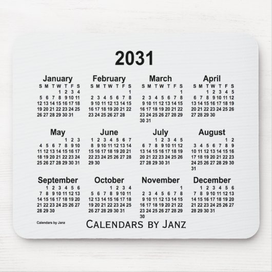 Tapis De Souris Calendrier 2031 de la fumée blanche par Janz Mouse (Devant)