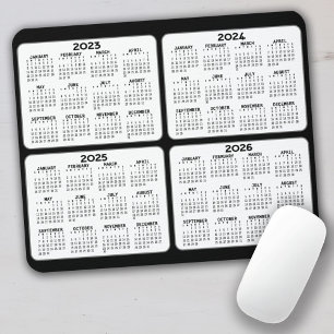 Tapis De Souris Calendrier 4 ans noir blanc 2023 2024 2025 2026