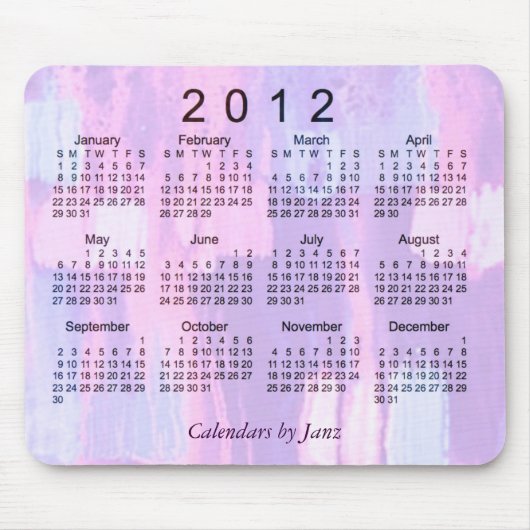 Tapis De Souris Calendrier Abstrait 2012 (Devant)