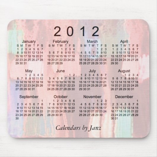 Tapis De Souris Calendrier Abstrait 2012 (Devant)