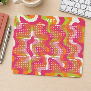 Tapis De Souris Calendrier Abstrait Rétro Moderne 2027