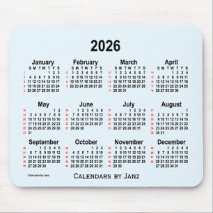 Tapis De Souris Calendrier Alice Blue 52 semaines 2026 par Janz