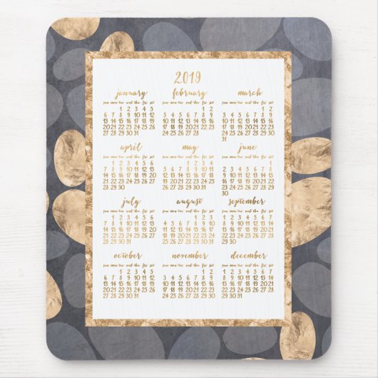 Tapis De Souris Calendrier annuel 2019 Mouse Gold Foil Dark Grey (Devant)