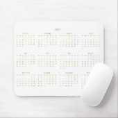 Tapis De Souris Calendrier Annuel 2023 Faux Or Et Blanc (Avec souris)