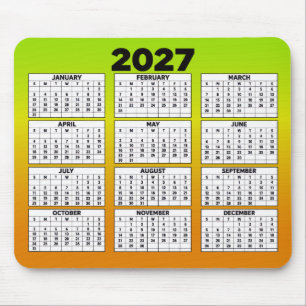 Tapis De Souris Calendrier annuel de 12 mois pour 2027