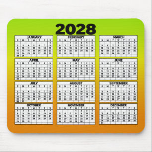 Tapis De Souris Calendrier annuel de 12 mois pour 2028