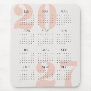 Tapis De Souris Calendrier annuel de couleur personnalisée 2027