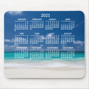Tapis De Souris Calendrier annuel de plage 2021 Mousepads Ajouter