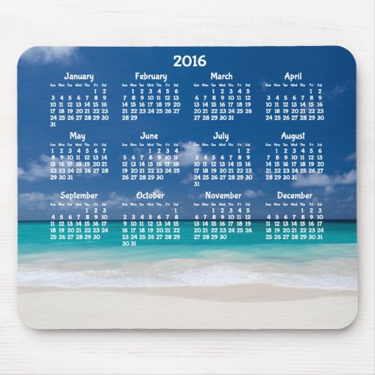 Tapis De Souris Calendrier annuel personnalisé 2016 Mouse Pad Beac (Devant)