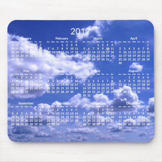 Tapis De Souris Calendrier annuel personnalisé 2017 Mouse Pads Nua (Devant)