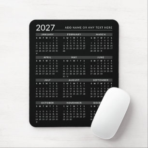 Tapis De Souris Calendrier annuel personnalisé noir et gris 2027 m