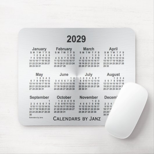 Tapis De Souris Calendrier Argent 2029 par Janz Mouse Pad (Avec souris)