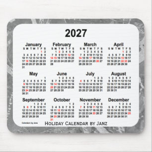 Tapis De Souris Calendrier argenté d'art des vacances 2027 par le