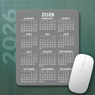 Tapis De Souris Calendrier - arrière - plan gris - Vertical