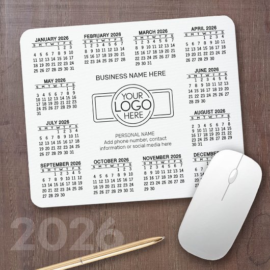 Tapis De Souris Calendrier avec logo Contact Information Magnet