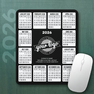 Tapis De Souris Calendrier avec logo Coordonnées Noir Blanc