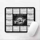 Tapis De Souris Calendrier avec logo et texte - noir et blanc (Avec souris)