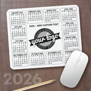 Tapis De Souris Calendrier avec logo et texte - noir et blanc