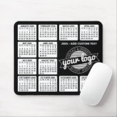 Tapis De Souris Calendrier avec logo et texte - noir et blanc (Avec souris)