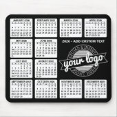 Tapis De Souris Calendrier avec logo et texte - noir et blanc (Devant)