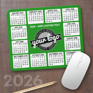 Tapis De Souris Calendrier avec logo et texte - Vert et Blanc