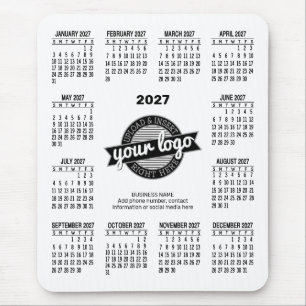 Tapis De Souris Calendrier avec logo, Informations de contact blan