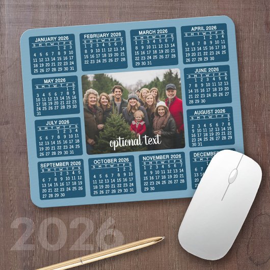 Tapis De Souris Calendrier avec photo dans le centre