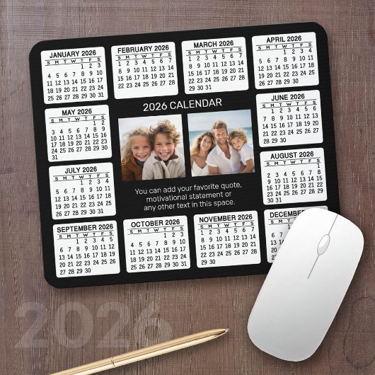 Tapis De Souris Calendrier avec photo dans le centre